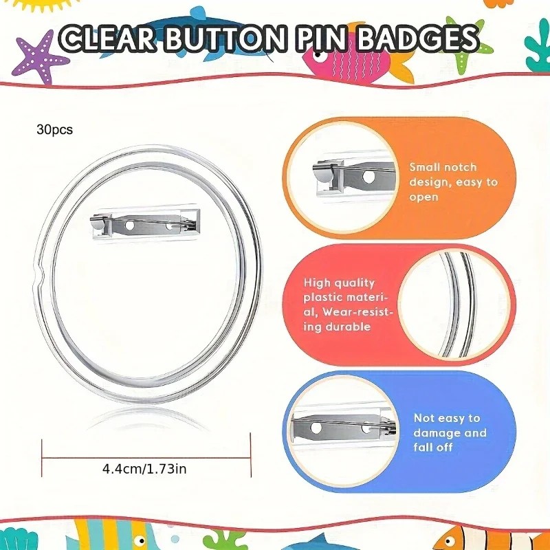 Button Badge Blank - 30 قطعة من الأكريليك الخام لصنع