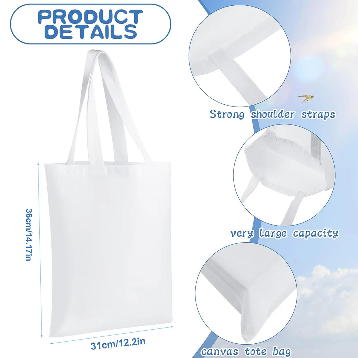 6 قطع من حقائب اليد القماشية ا - مراجعة Tote Bag Sublimation وسعره